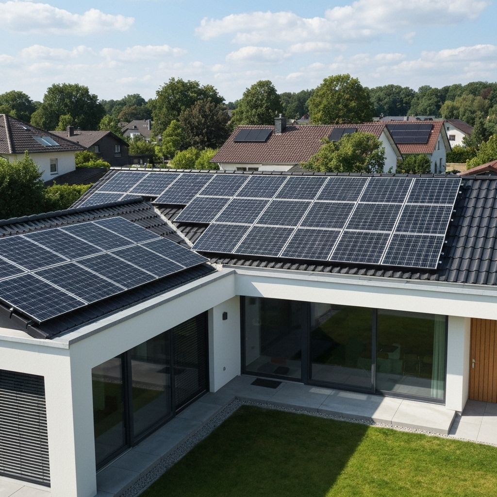 Casa com painéis solares